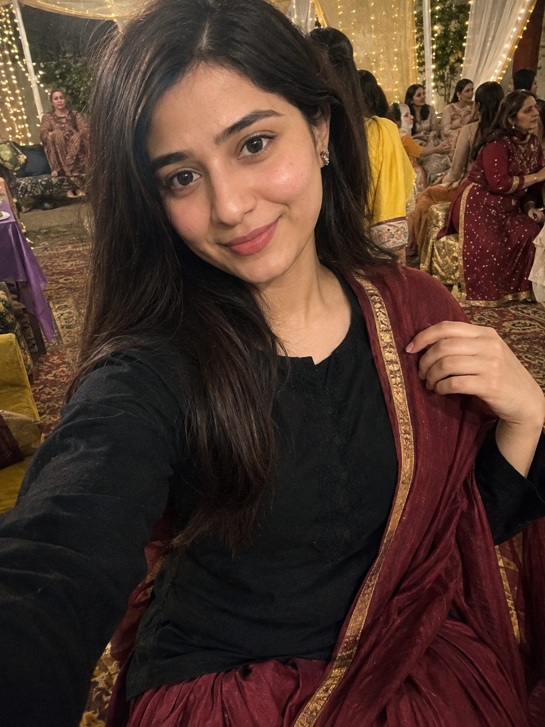 Maroon Silk Patiala with a Plain Black Kurti