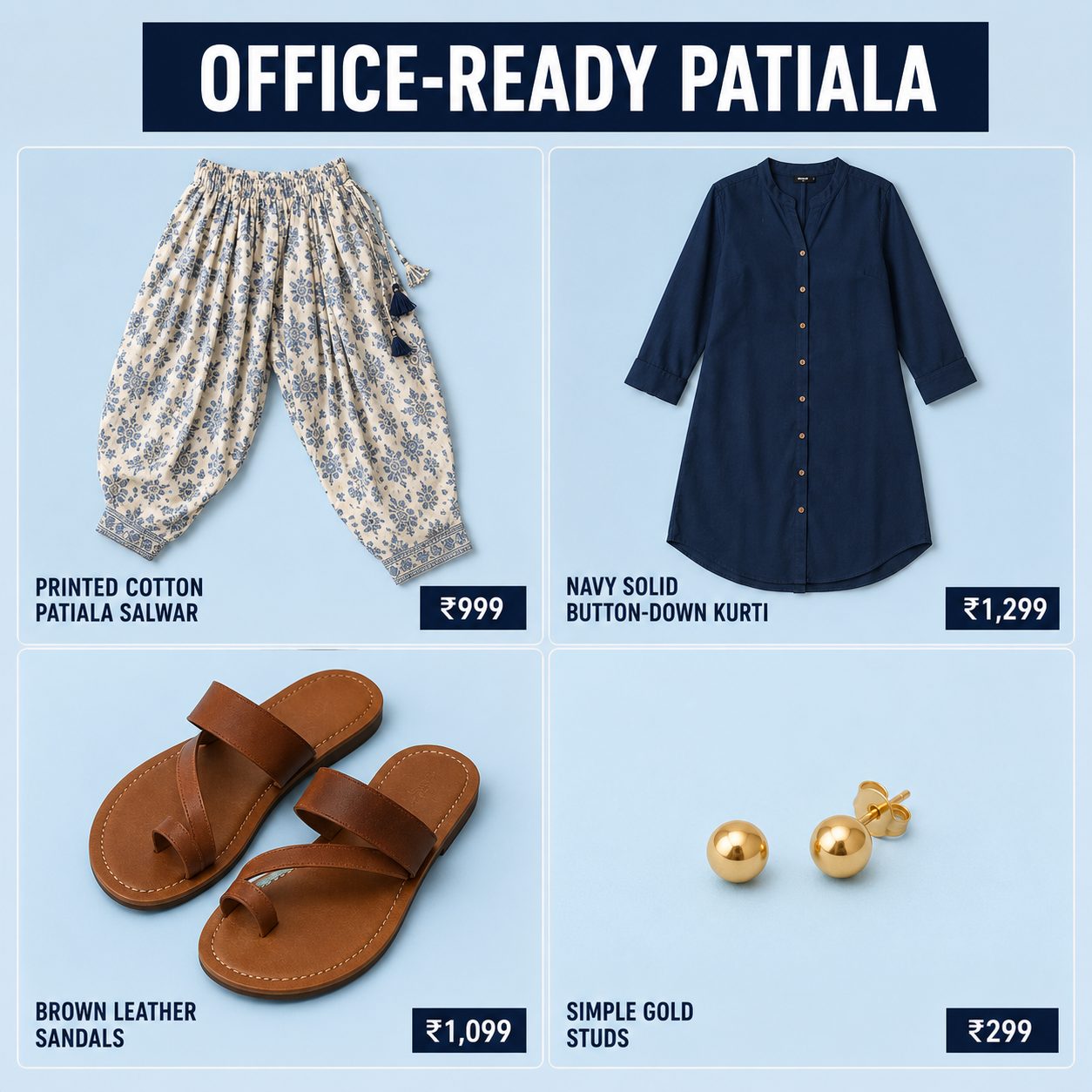 Printed Patiala with a Solid Button-Down Kurti