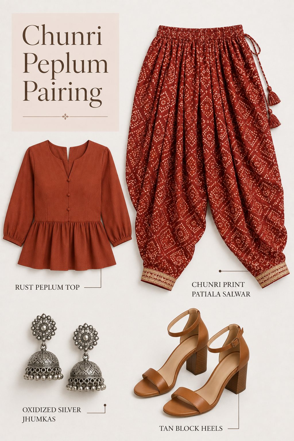 Chunri Print Patiala with a Peplum Top