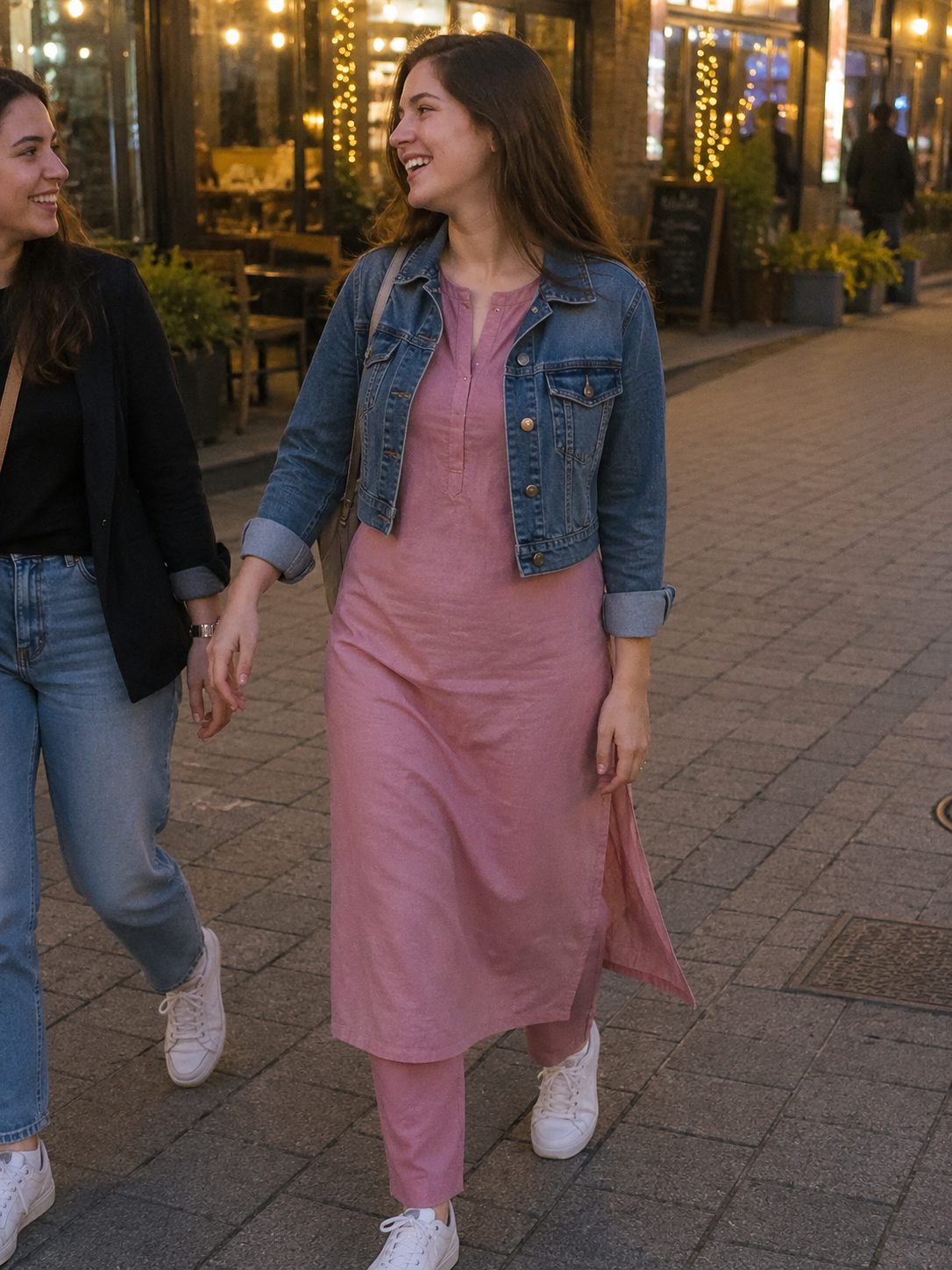 Kurta with Denim Jacket for Layering