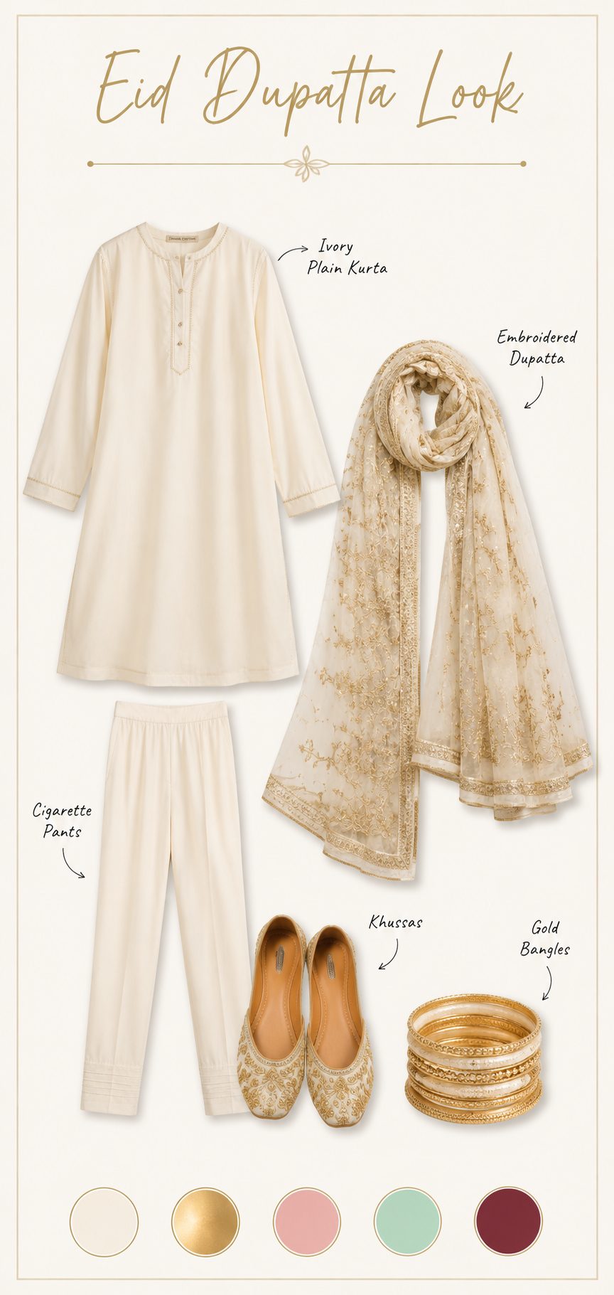 Eid Dupatta Look flat-lay collage