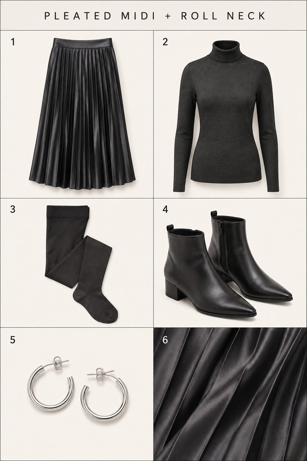 Pleated midi with a fitted roll neck outfit board
