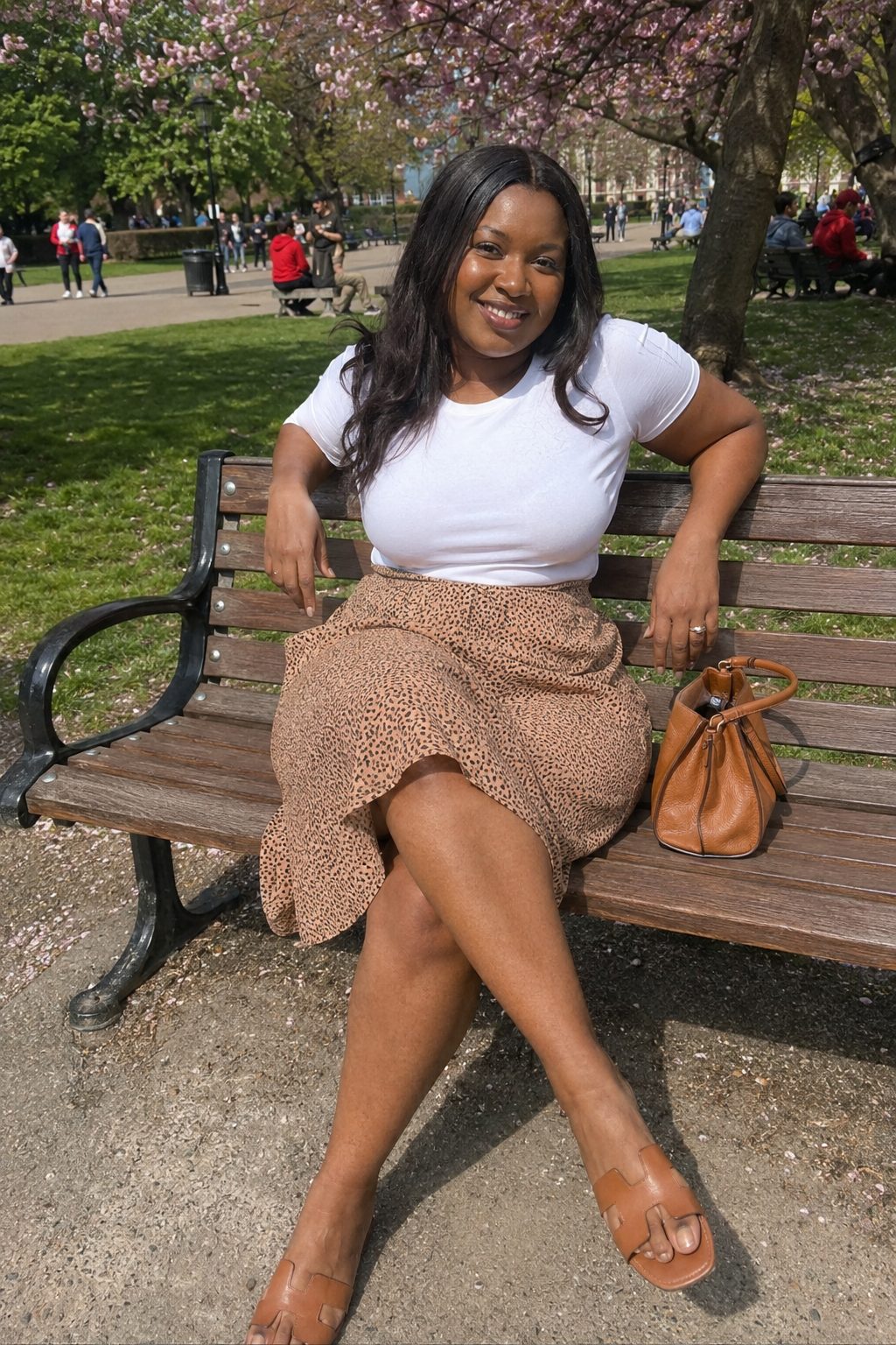 A-line skirt with a tucked t-shirt