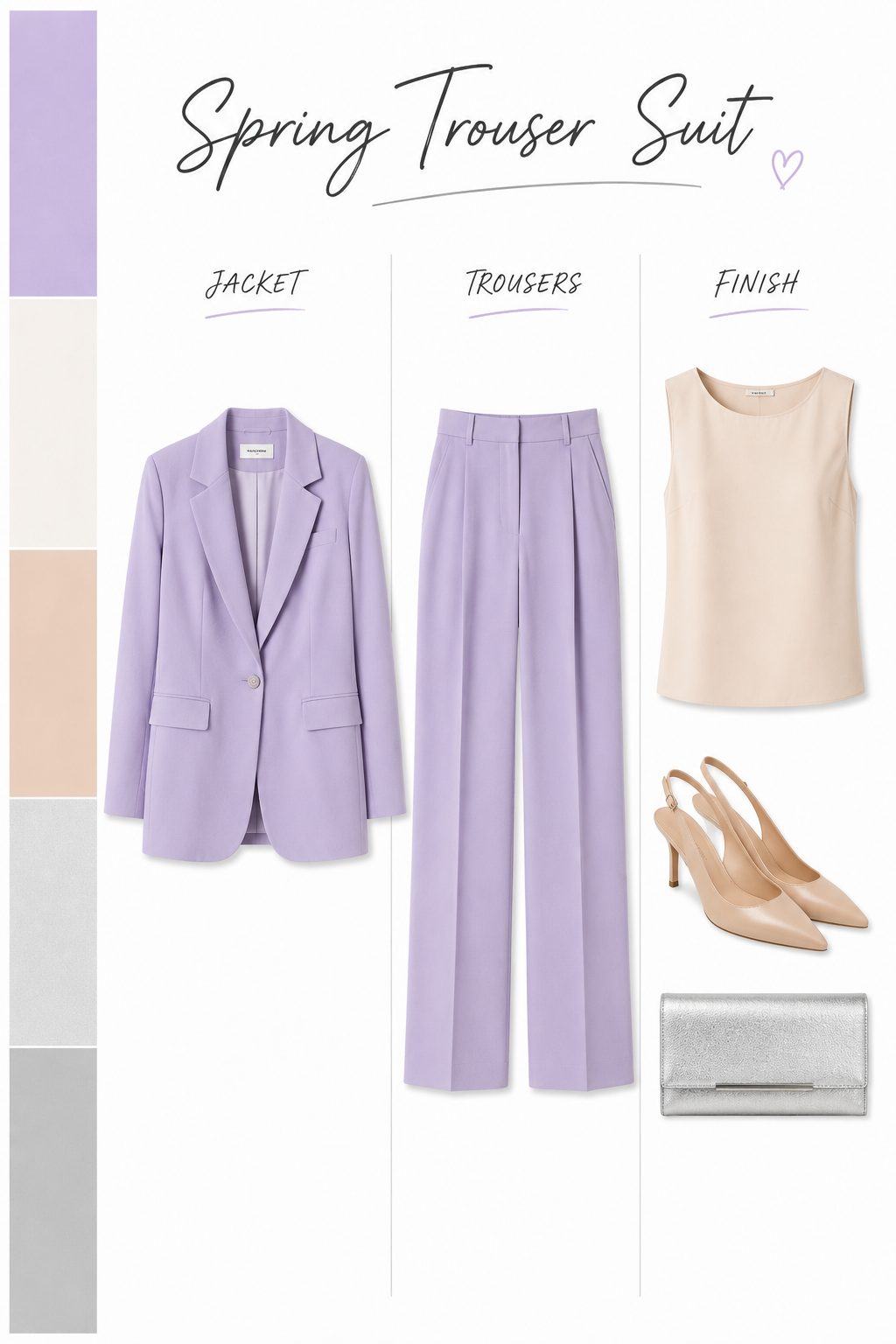 Monochrome spring trouser suit capsule collage
