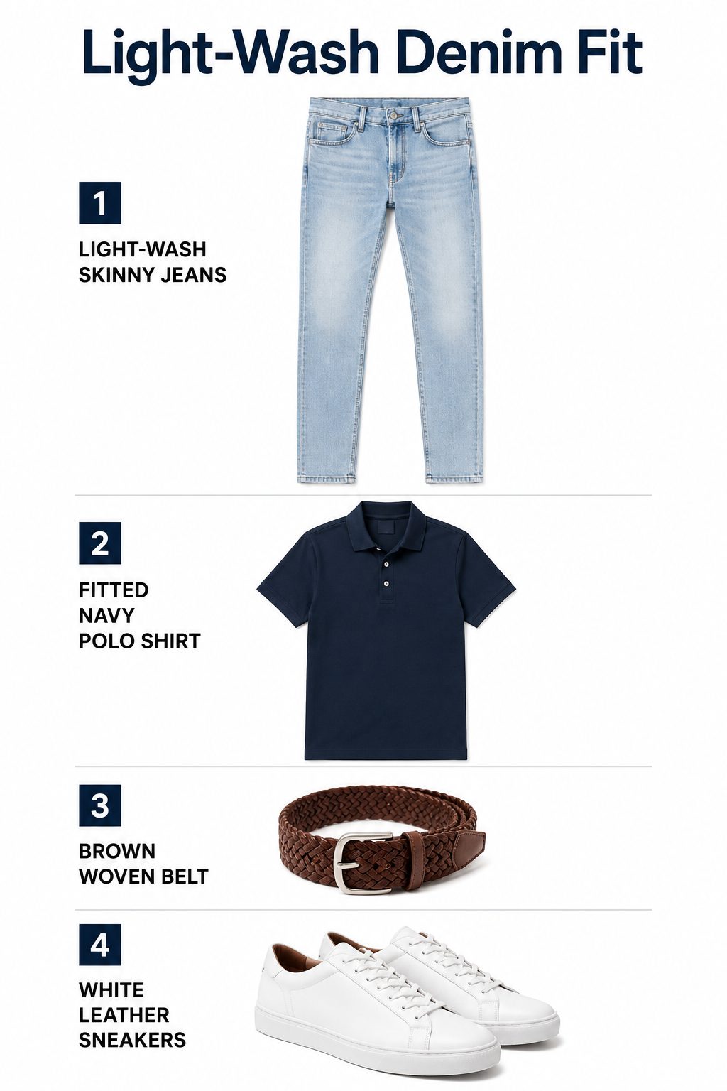 Light-Wash Skinny Jeans with a Fitted Polo