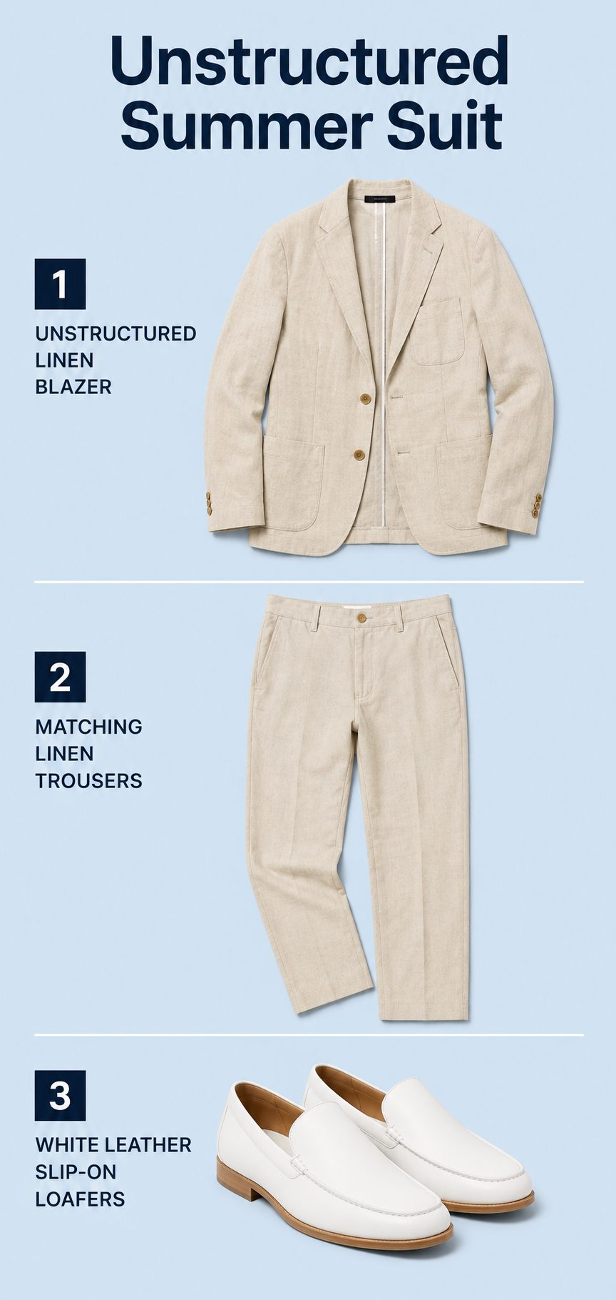 Unstructured Linen Suit for Summer Events