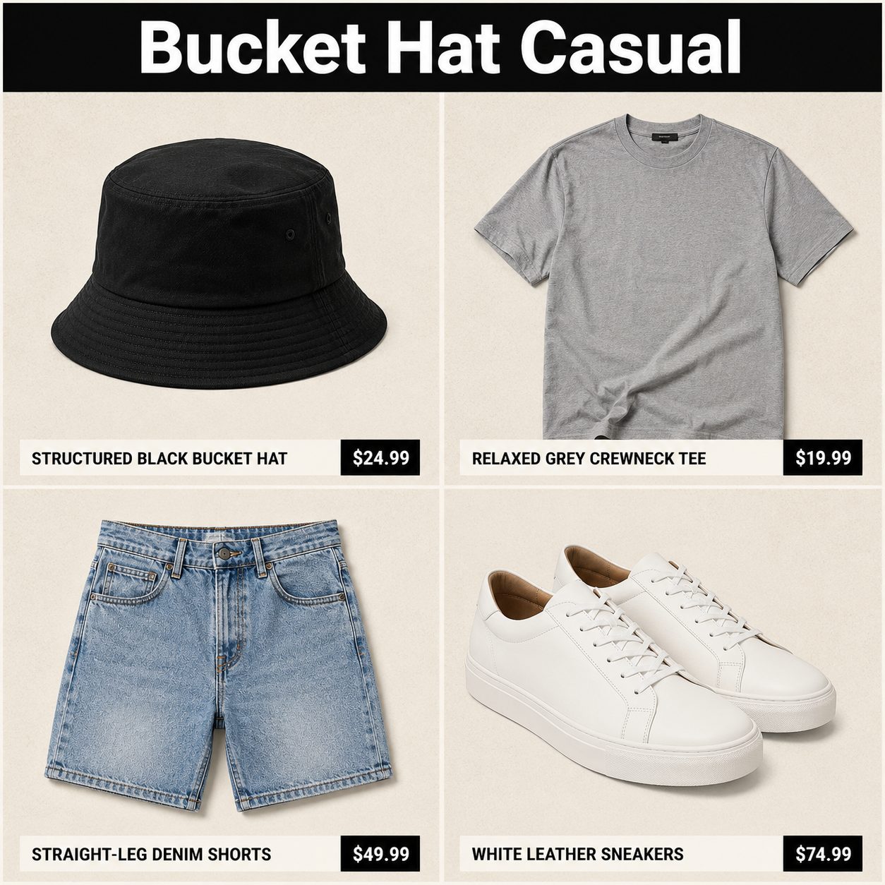 Structured Bucket Hat with a Relaxed Crewneck Tee