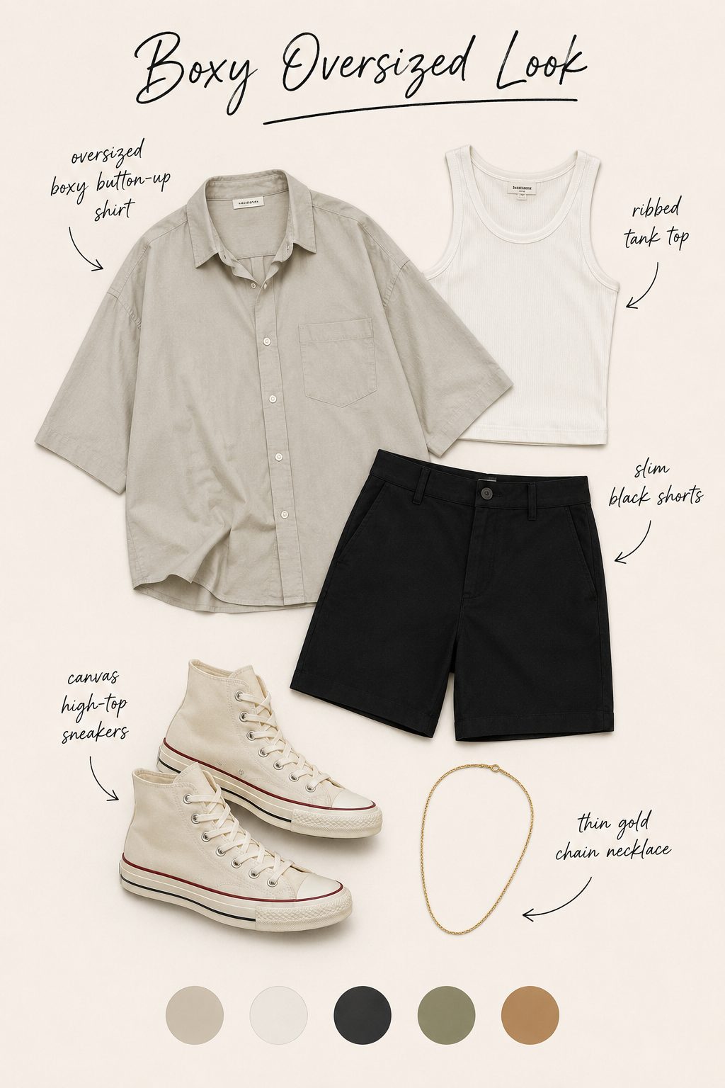 Oversized Boxy Shirt with Slim Shorts