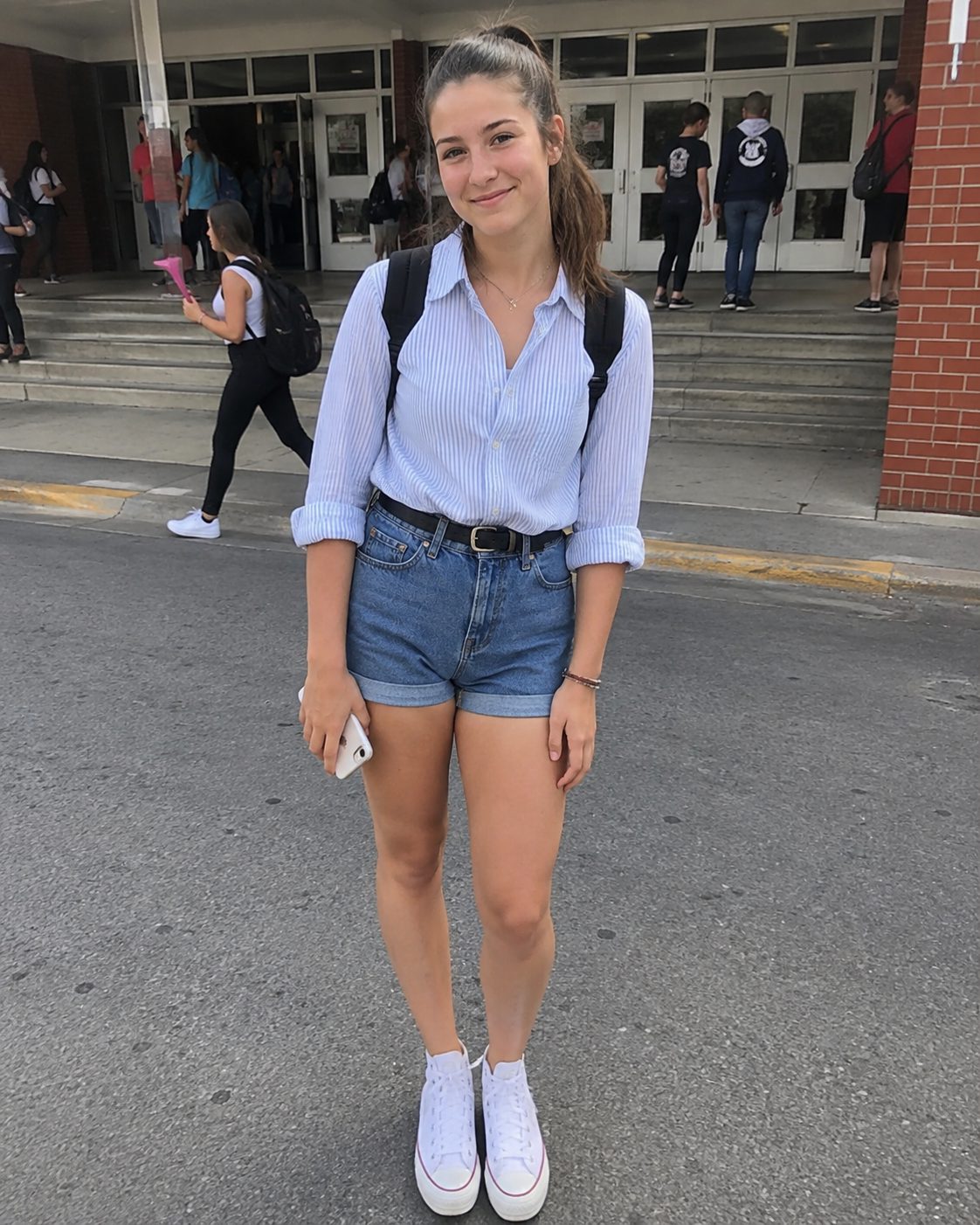 High-Waisted Shorts With a Tucked-In Button-Down