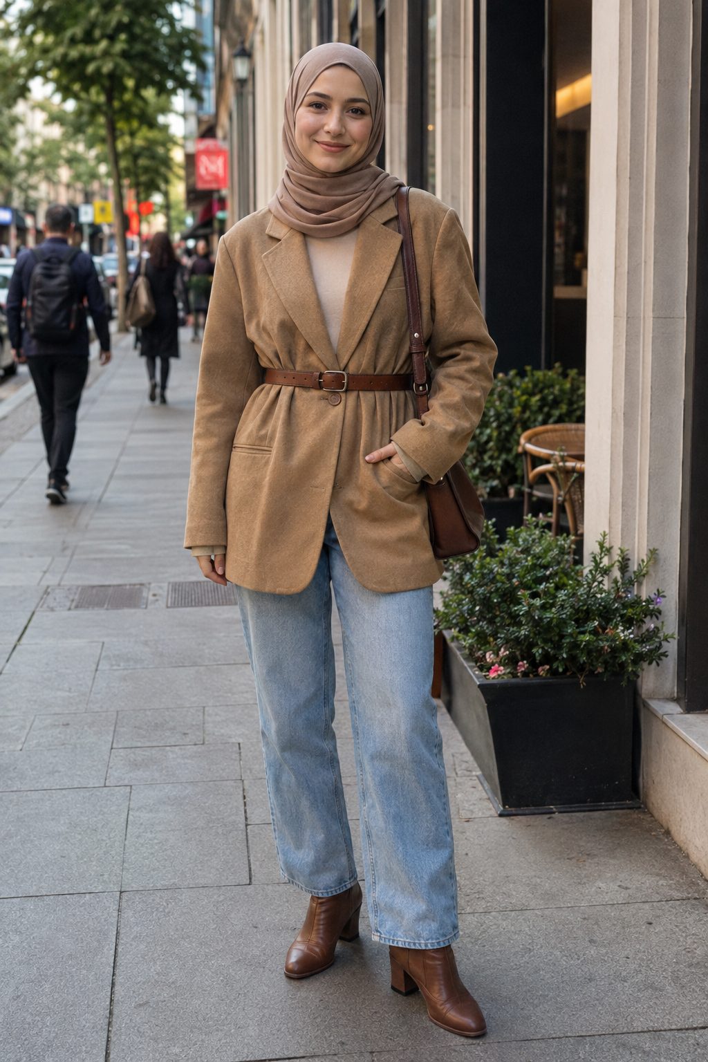 Straight-Leg Jeans With an Oversized Blazer and Ankle Boots
