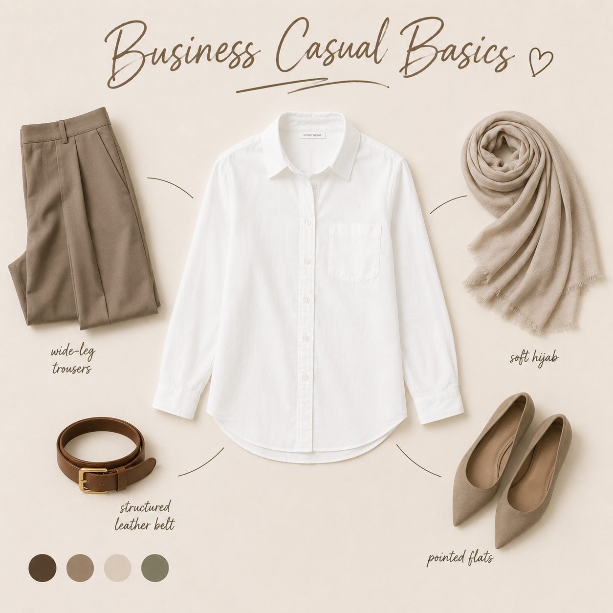 A Button-Down Shirt Tucked Into Wide-Leg Trousers
