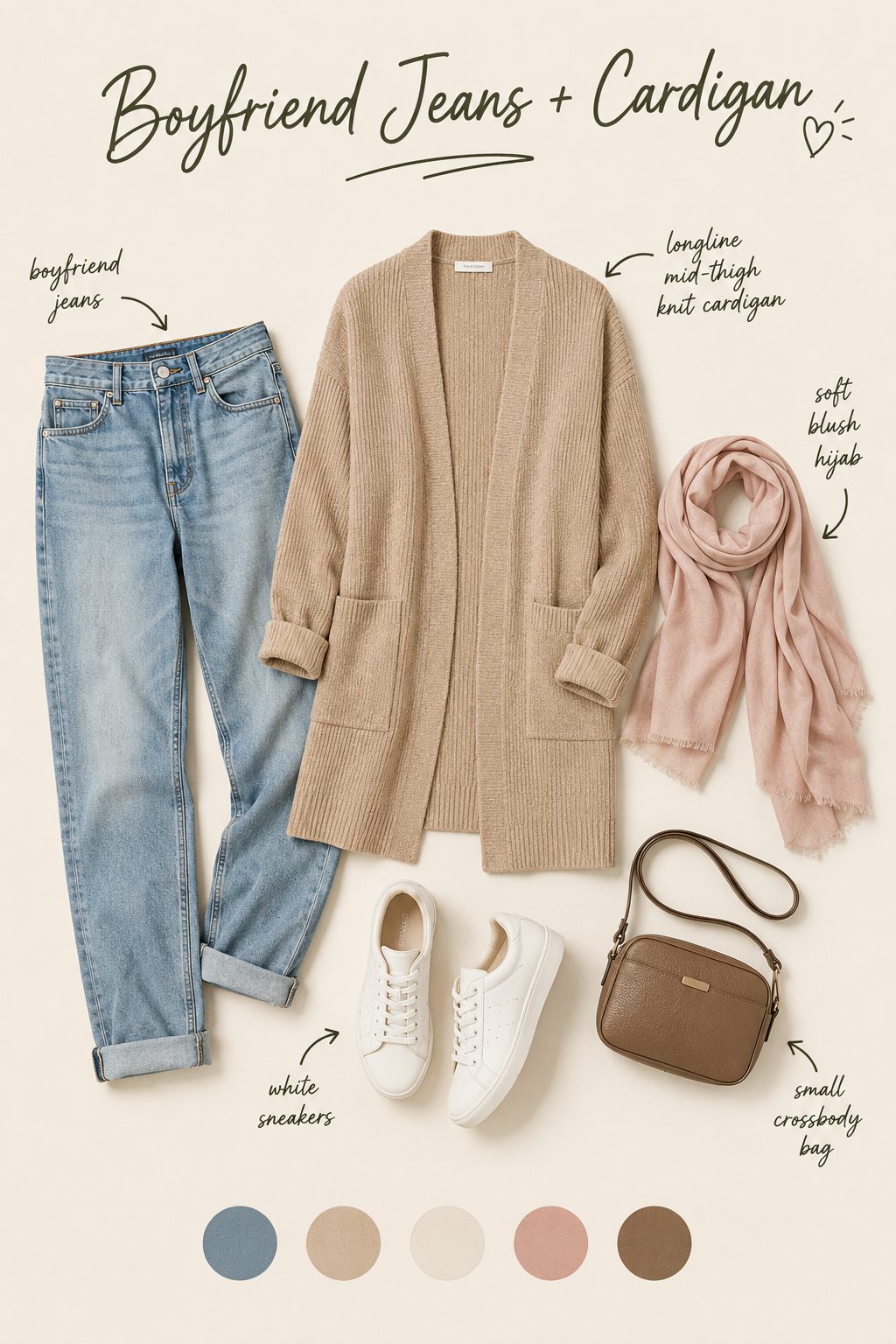 Boyfriend Jeans With a Longline Cardigan and Sneakers