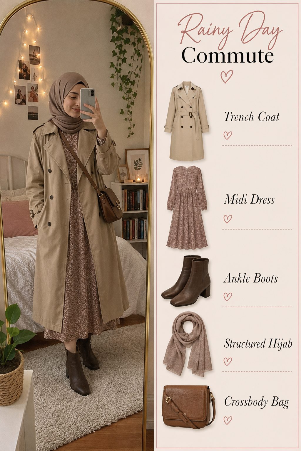 A Structured Trench Coat Over a Midi Dress