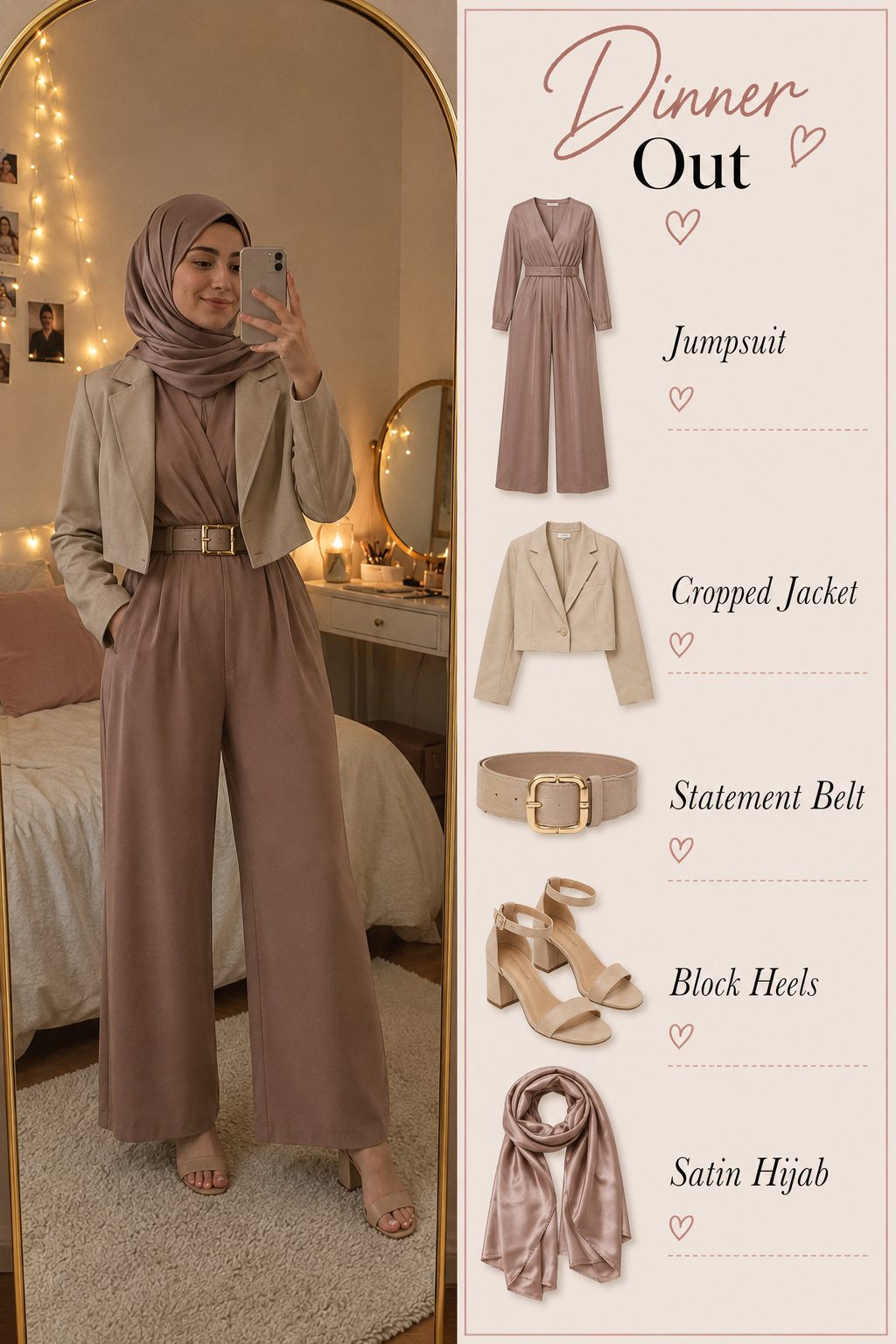 A Jumpsuit With a Belt and a Cropped Jacket