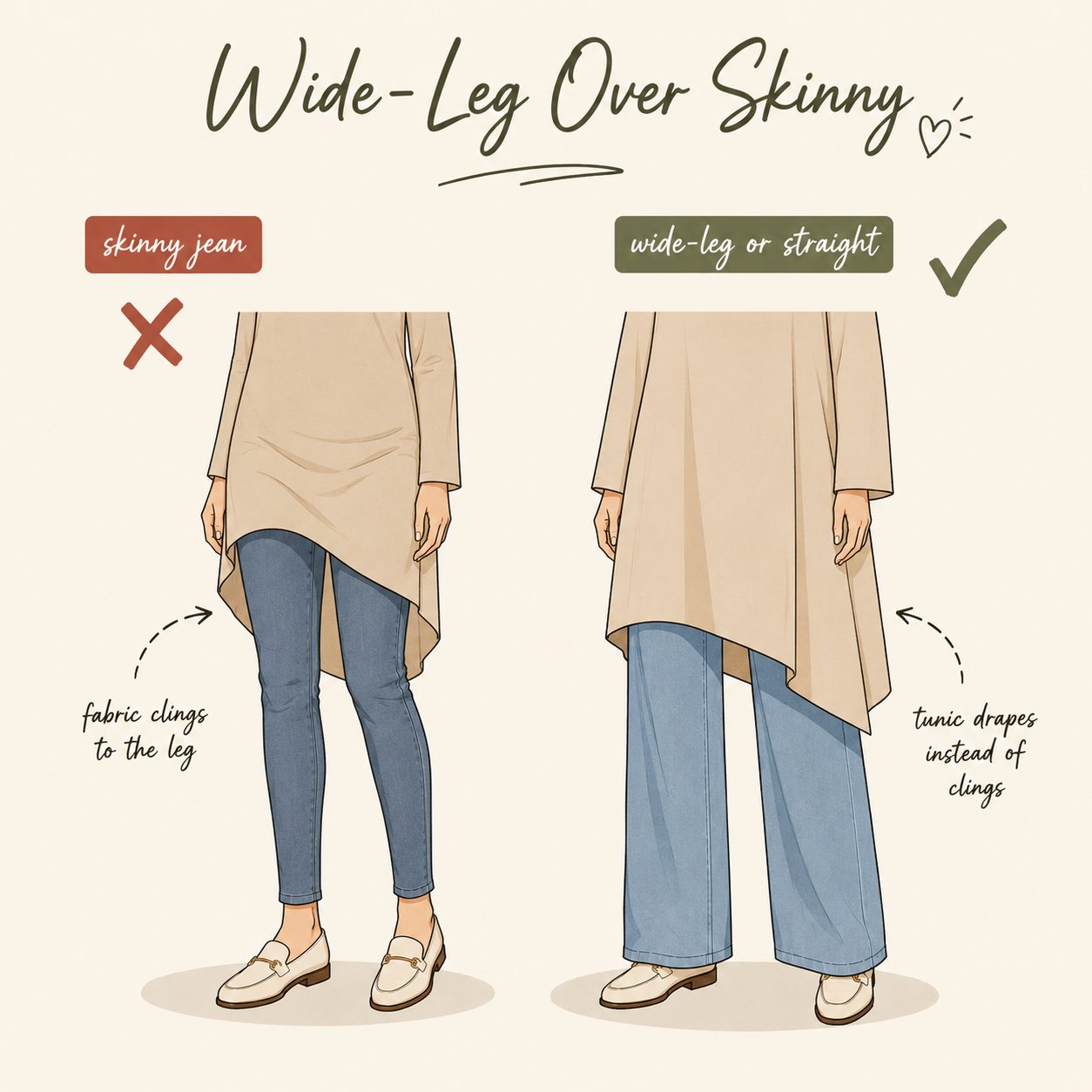 Choose Wide-Leg or Straight Jeans Over Skinny Styles