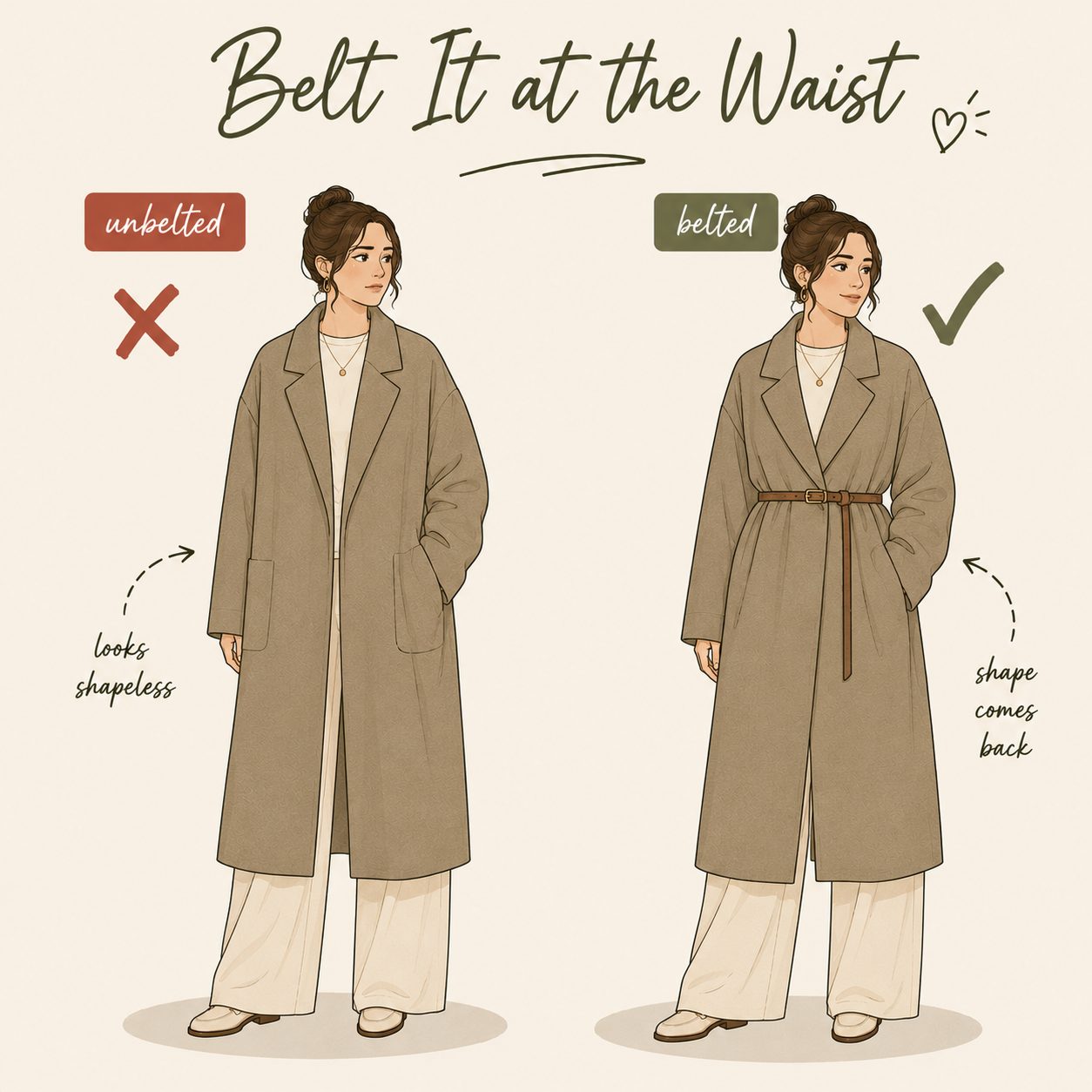 Belt Oversized Blazers and Coats at the Natural Waist