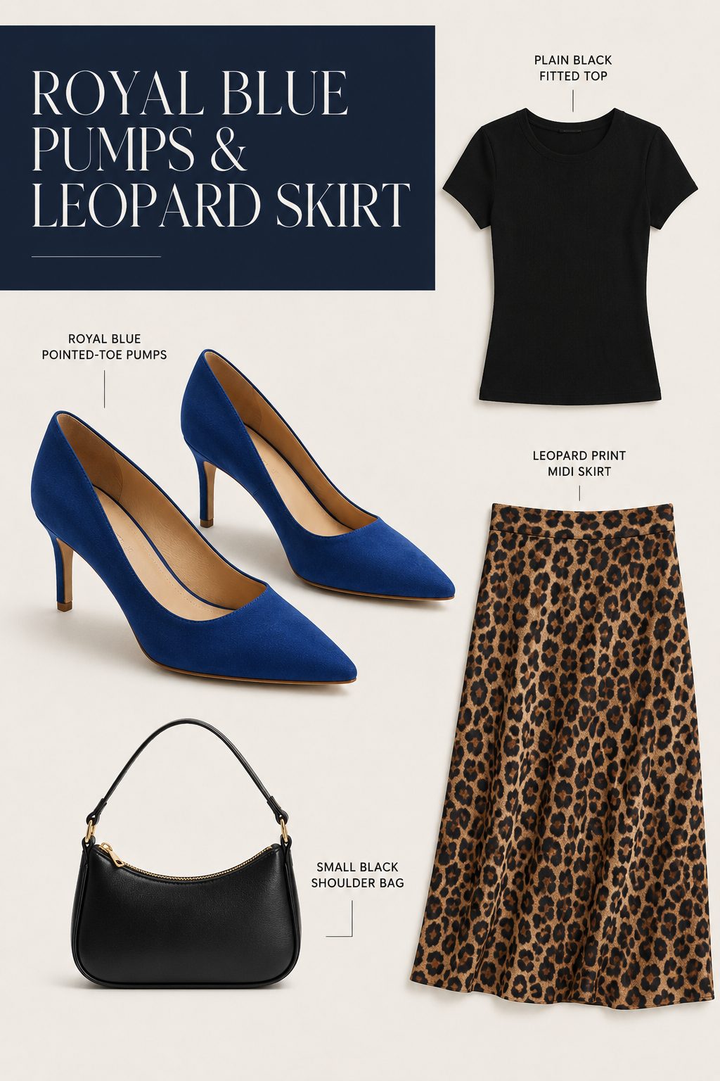 Navy Block Heels With an All-Linen White Set