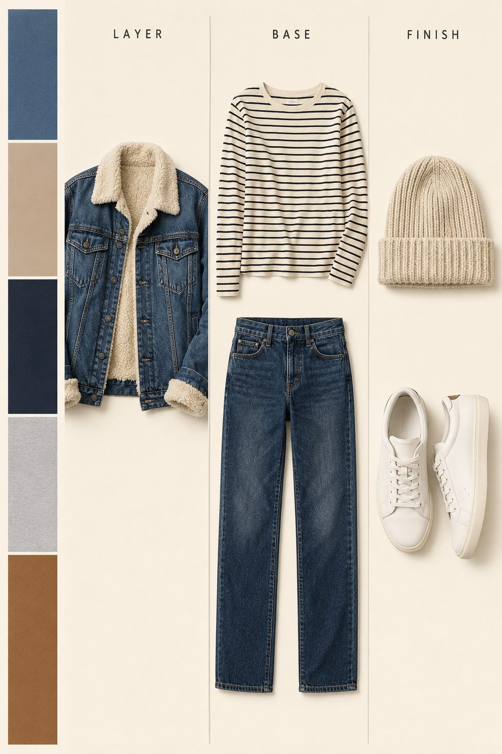 Rainbow Striped Sweater With White Jeans and Sneakers