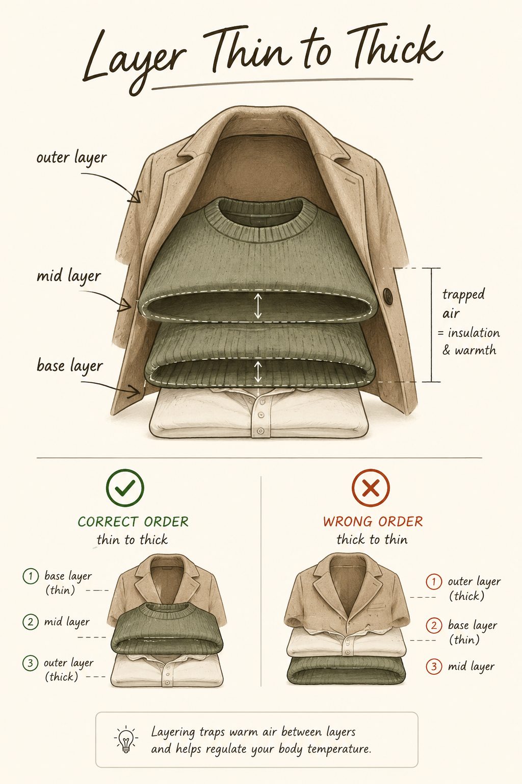 Layer Thin Pieces Ahead of Thick Ones, Not the Other Way Around