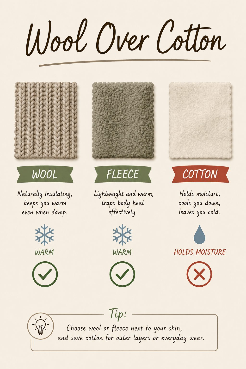 Choose Wool or Fleece Base Layers Over Cotton for Actual Warmth