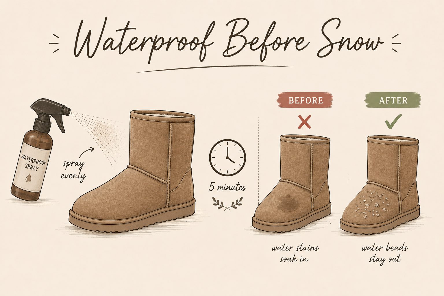 Waterproof Suede and Leather Boots Before the First Snow