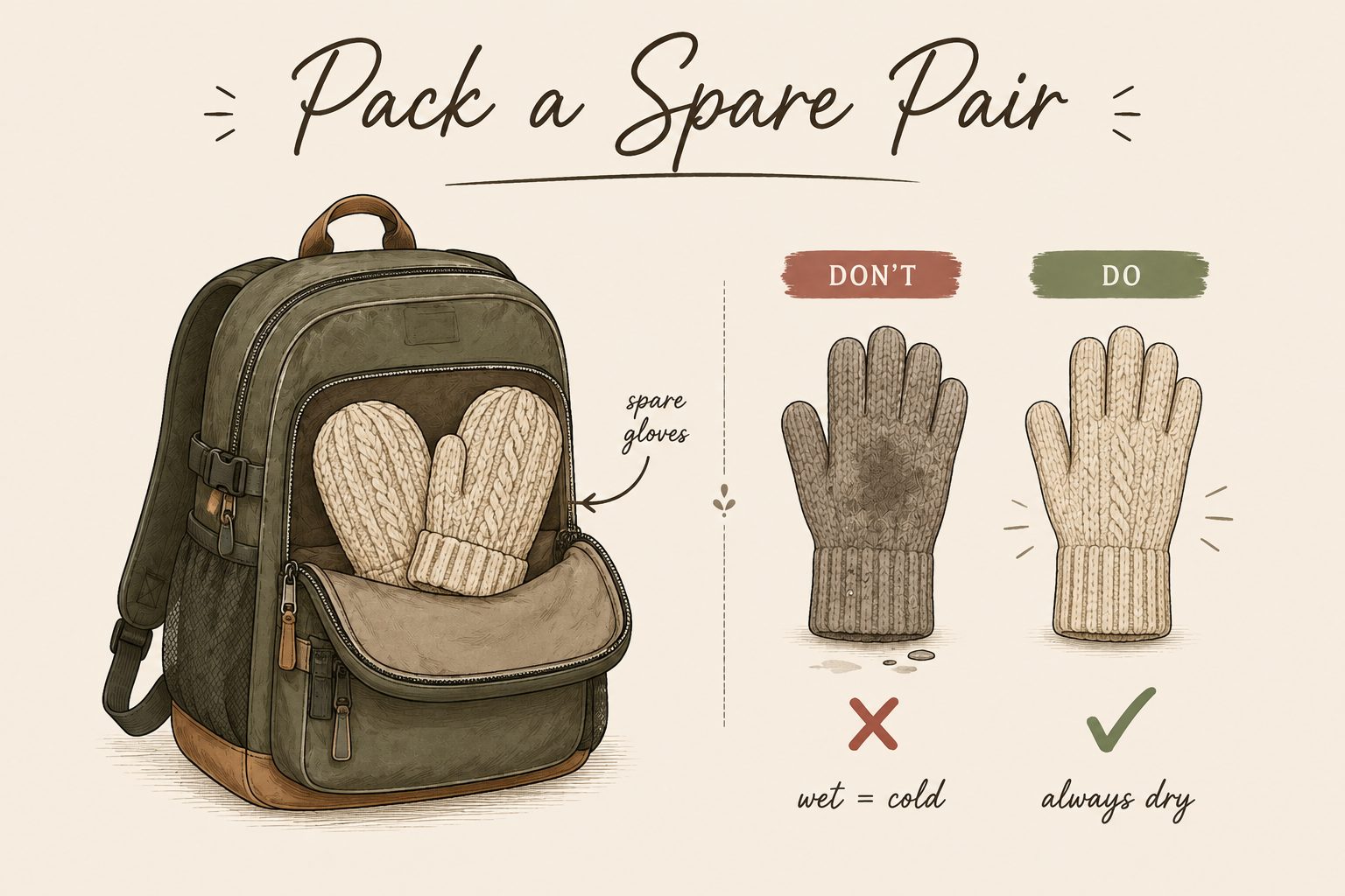 Keep a Spare Pair of Gloves in Your Bag for When One Gets Wet