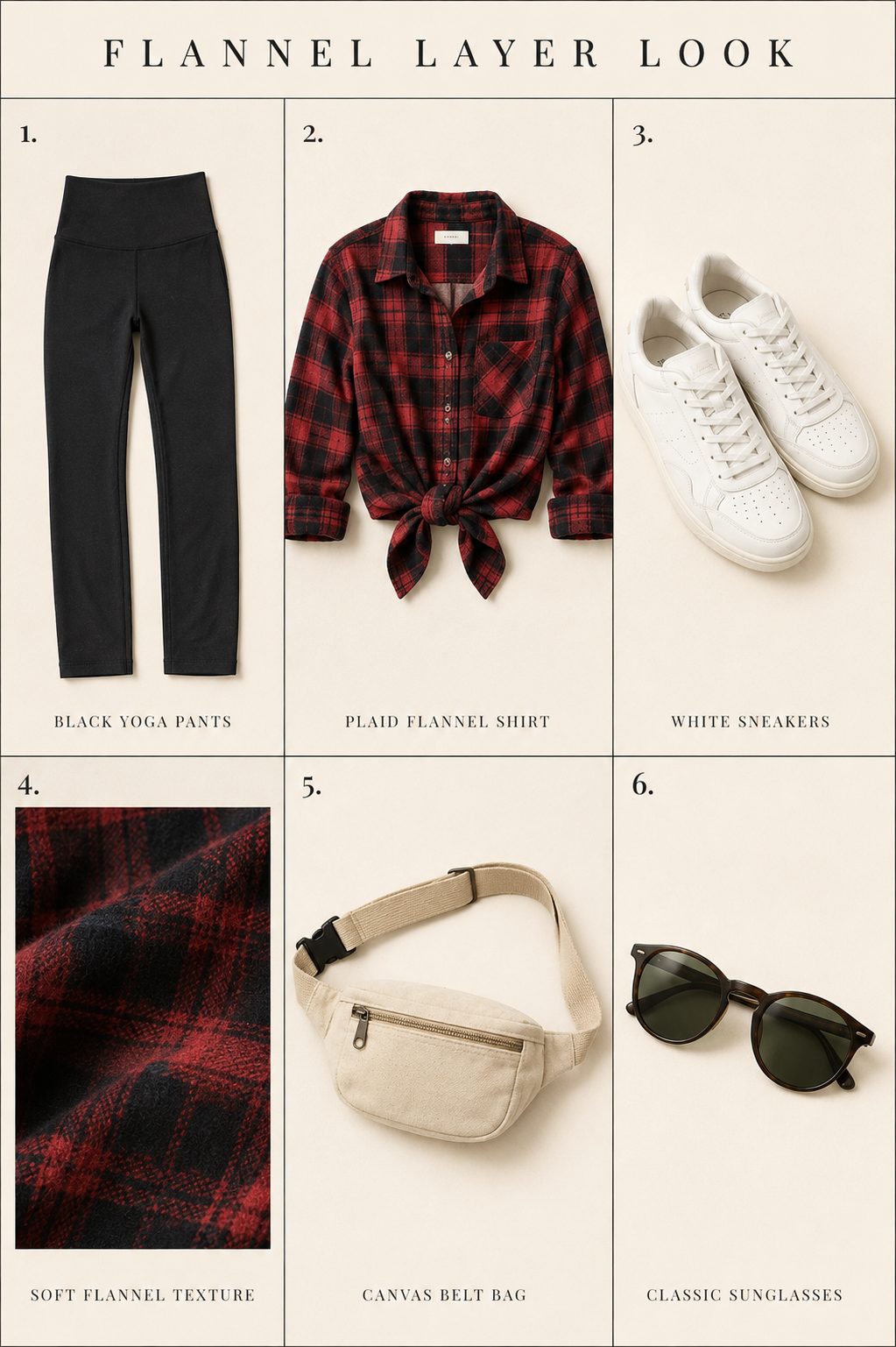 Yoga Pants With an Oversized Flannel Tied at the Waist
