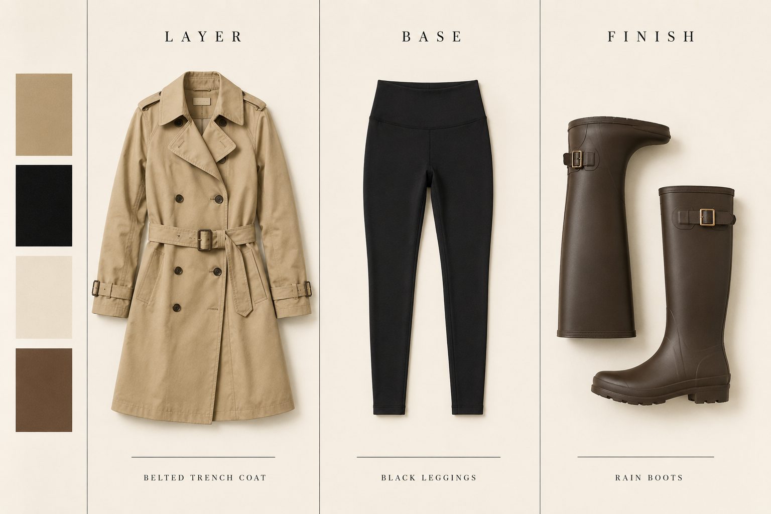 Yoga Pants With a Trench Coat for a Rainy Day Errand Run
