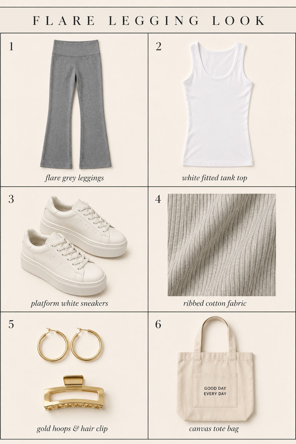 Flare Yoga Pants With a Fitted Tank and Platform Sneakers