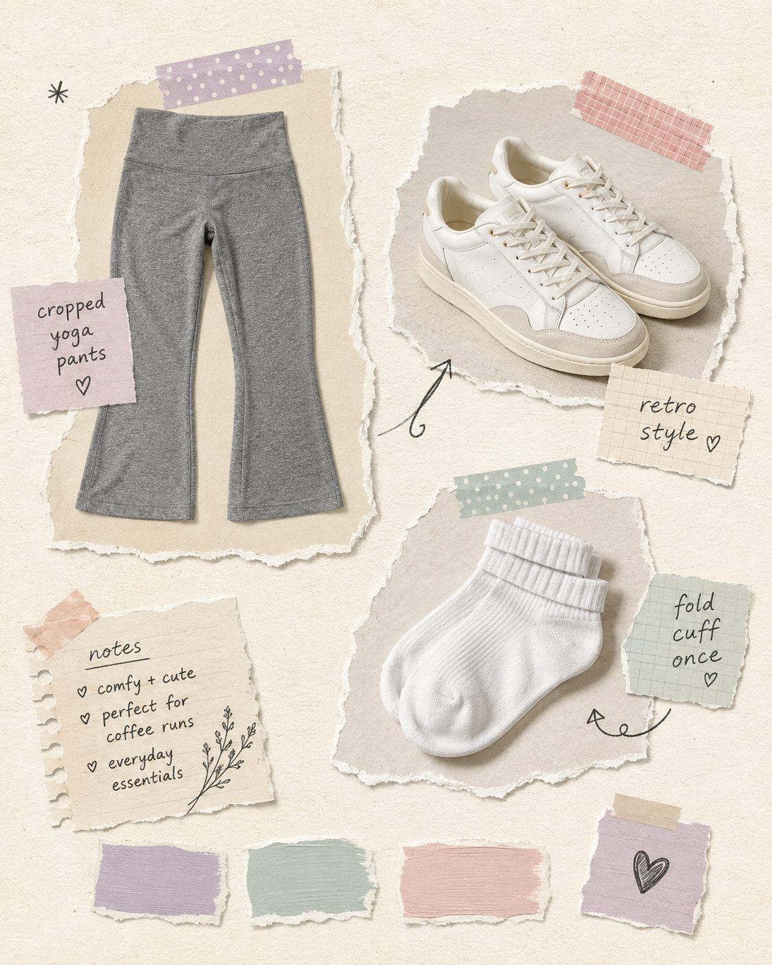 Cropped Yoga Pants With Ankle Socks and Retro Sneakers