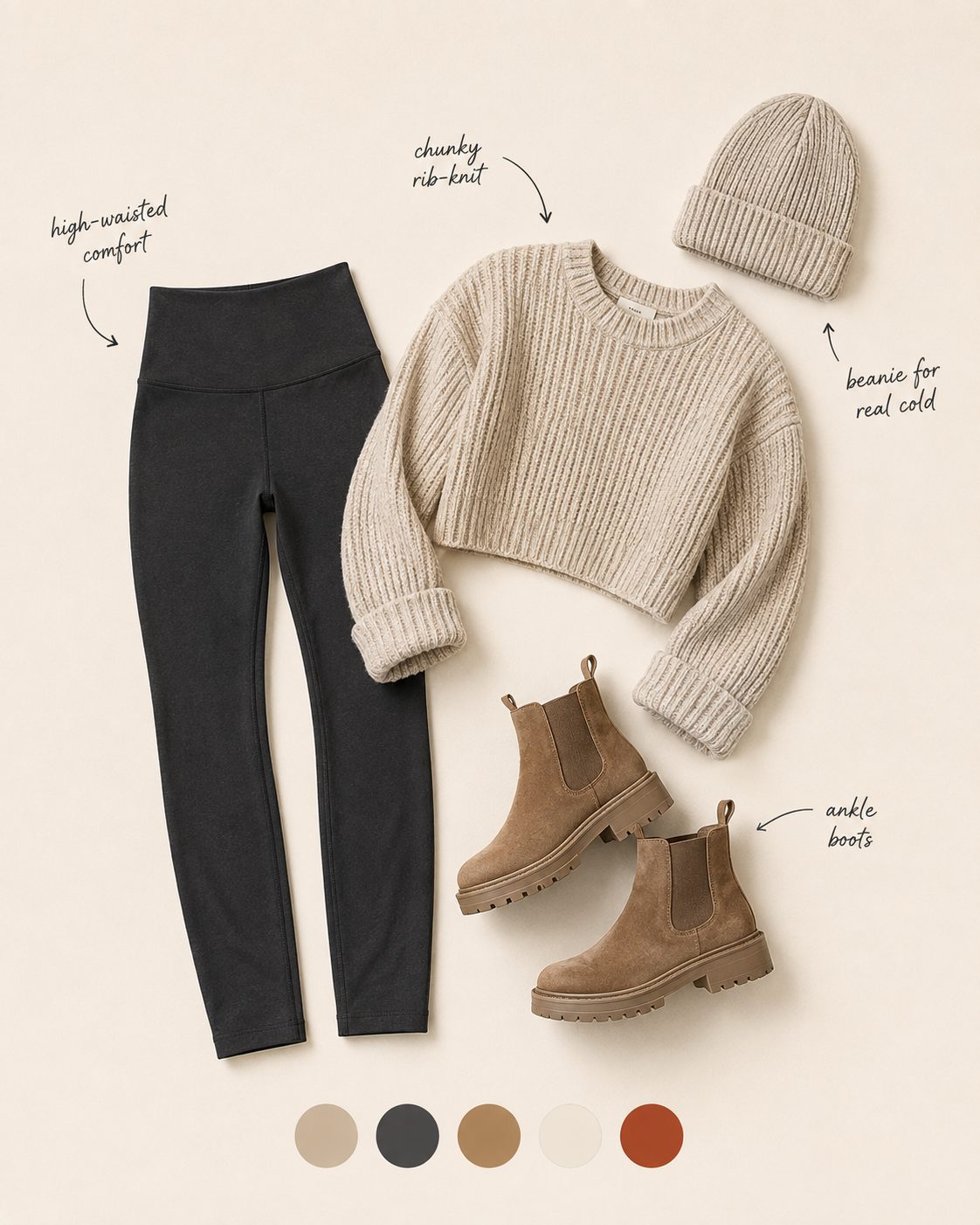 Yoga Pants With a Cropped Sweater and Beanie for Fall