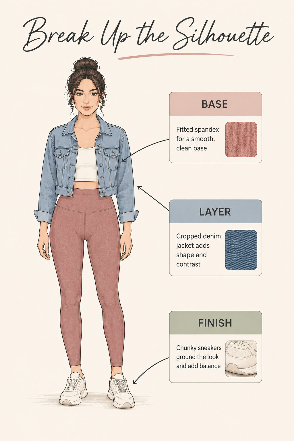 Layer a Cropped Jacket or Oversized Flannel to Break Up the Silhouette